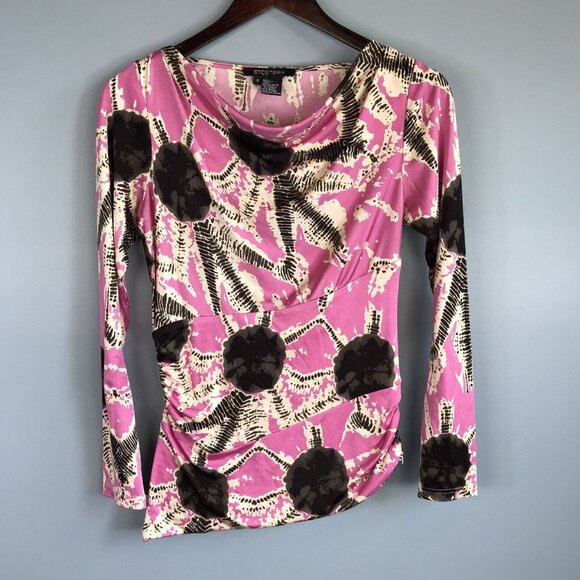 Etcetera Womens Abstract Print Long Sleeve Women's Silk Top Blouse S Small - Picture 2 of 6